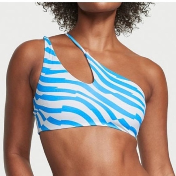 NWT Set Victoria’s Secret Geo Zebra Print Bikini Set Blue Size Large & XL - Picture 1 of 16